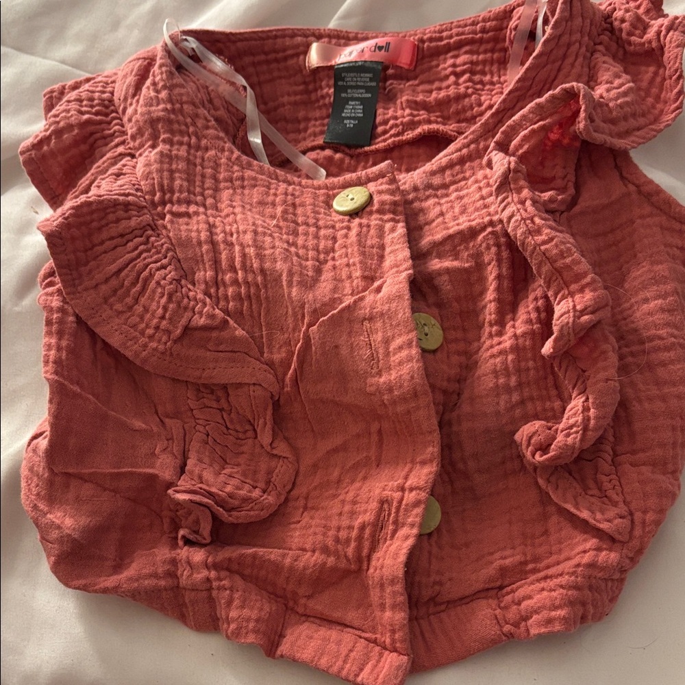 FINAL MARKDOWN Girls Paper Doll terra cotta Textured Top small 7/8
